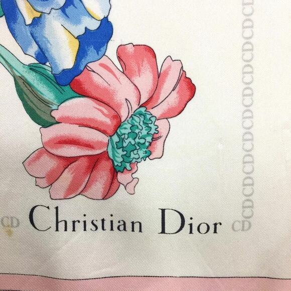 Christian Dior Flower Pattern Multicolor 100% Silk Scarf - Picture 4 of 8